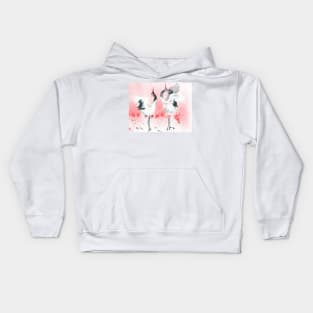 Japanese dancing cranes Kids Hoodie